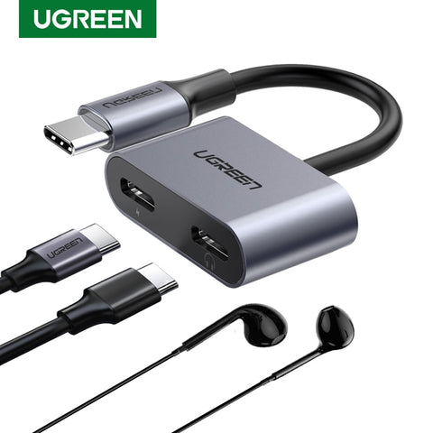 UGREEN 2 in 1 Type C to Dual Digital USB C Earphone Audio Splitter Adapter For Huawei P30 Pro iPad Pro 2018 Google Pixel 2XL Mi8