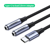 Ugreen Type c to 3.5mm Headphone jack 3.5 AUX USB C Cable Audio USB C Adapter For Huawei V30 P30 pro Xiaomi Mi 9 Oneplus 7T pro