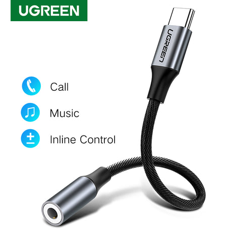 Ugreen Type c to 3.5mm Headphone jack 3.5 AUX USB C Cable Audio USB C Adapter For Huawei V30 P30 pro Xiaomi Mi 9 Oneplus 7T pro